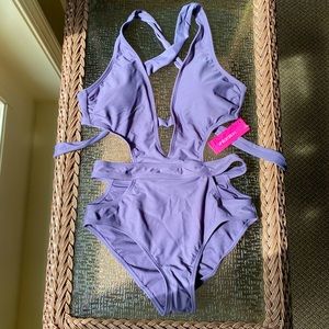 NWT Xhilaration Purple Cutout One Piece Swimsuit